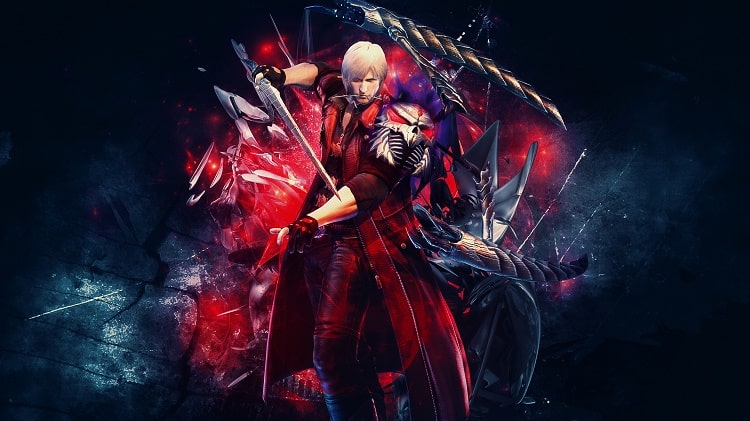 Nero với thanh kiếm Red Queen trong Devil May Cry 4 Special Edition