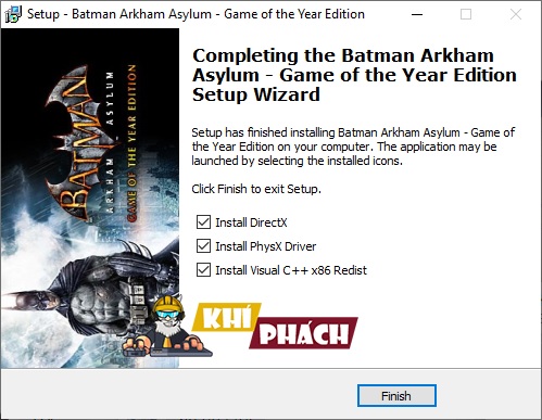 Cài đặt phần mềm yêu cầu cho Batman Arkham Asylum